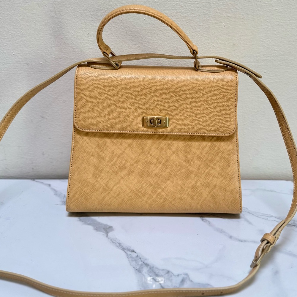 Vintage Coach Gramercy Kelly Birkin 7002 Wheat Pale Yellow Handbag